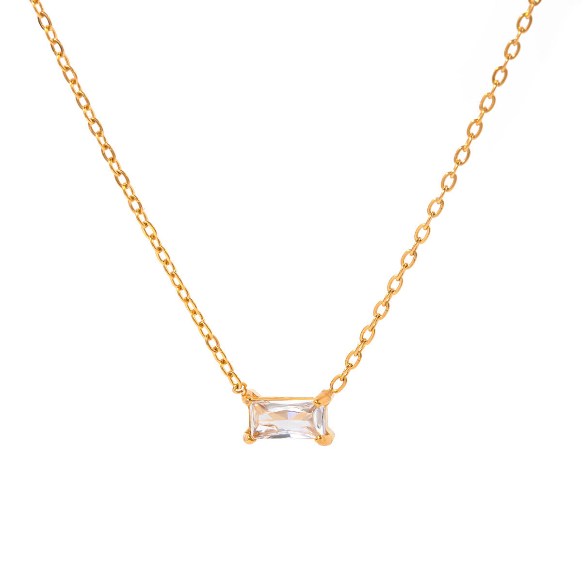 Baguette Crystal Pendant Necklace