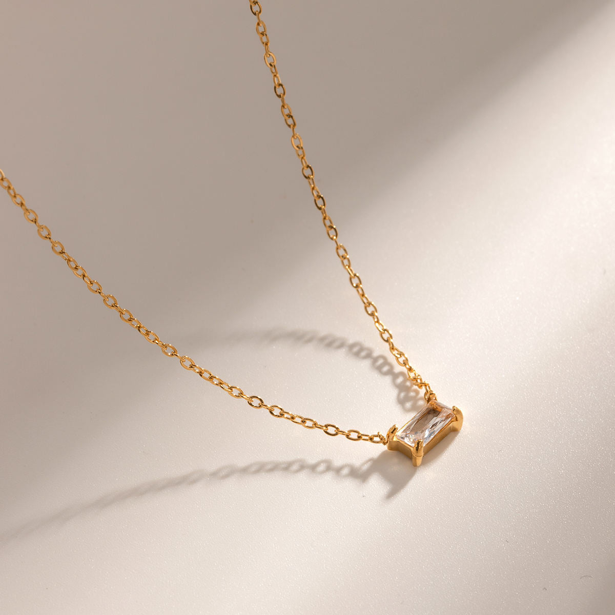 Baguette Crystal Pendant Necklace