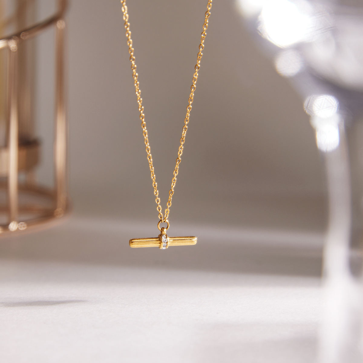 T-Bar Oval Link Necklace