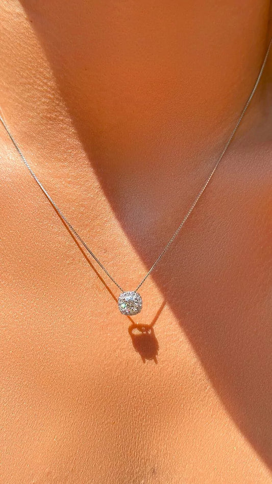 Round Cut Moissanite and White Zirconias Necklace