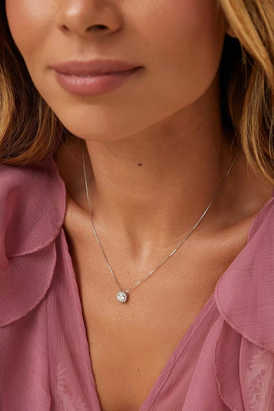 Round Cut Moissanite and White Zirconias Necklace