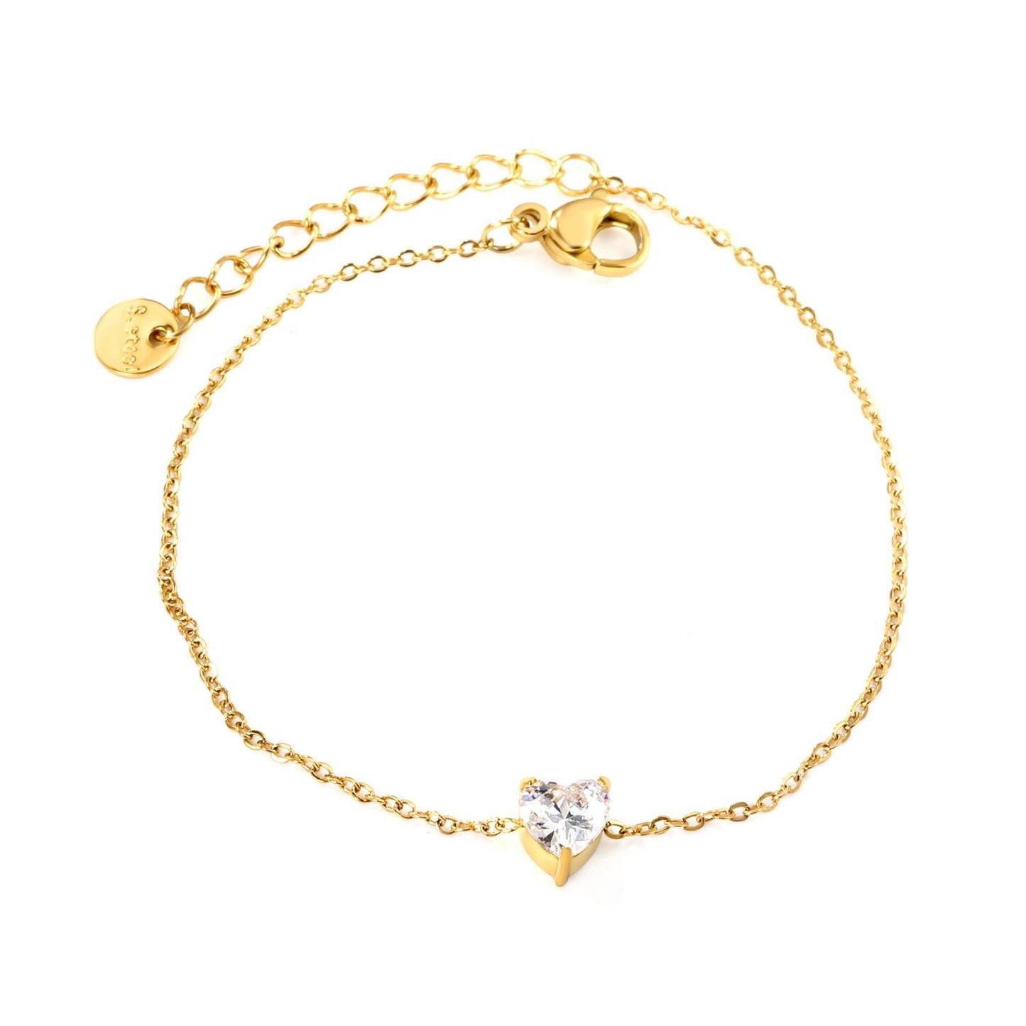 Dainty Zircon Heart Bracelet