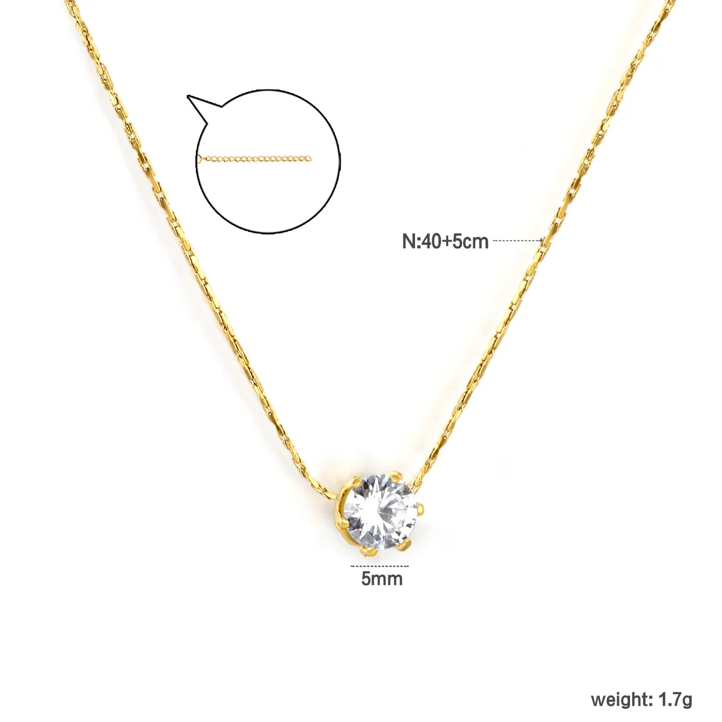 Solitaire Pendant Thin Chain Necklace