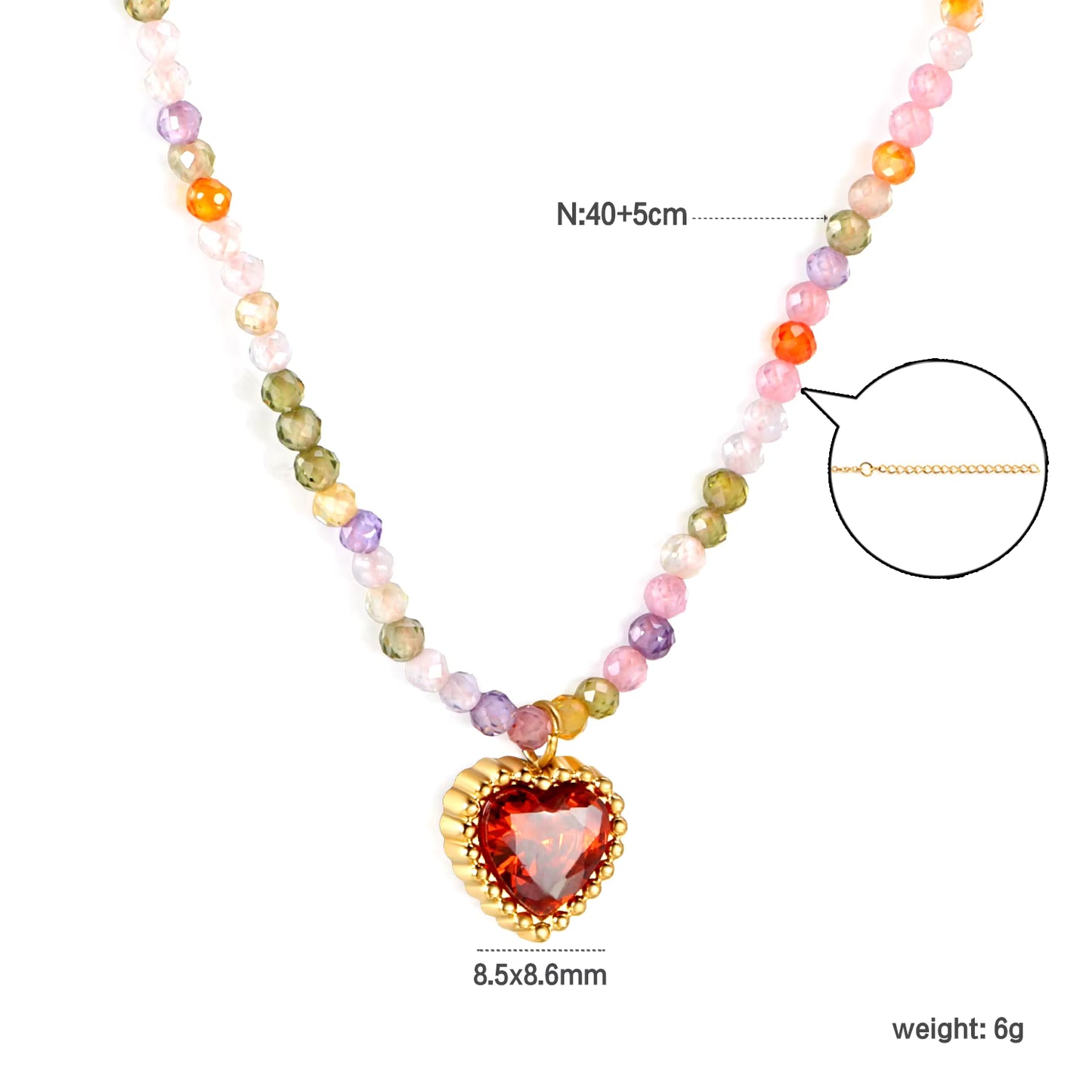 Beaded Heart Pendant Necklace