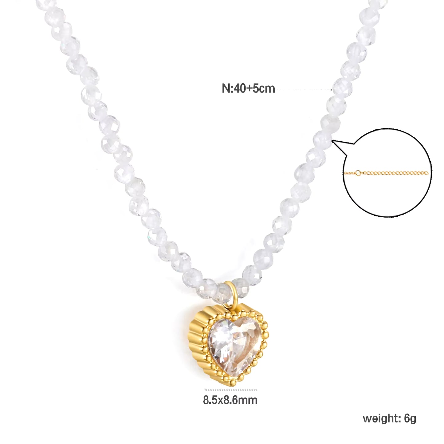 Beaded Heart Pendant Necklace