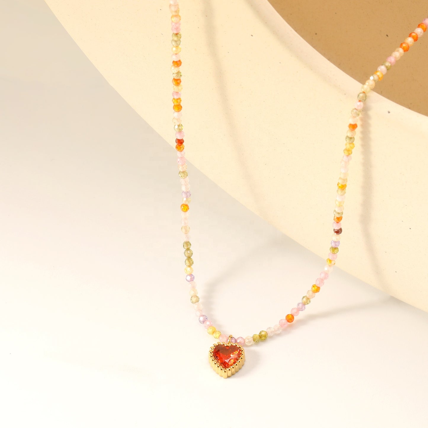 Beaded Heart Pendant Necklace