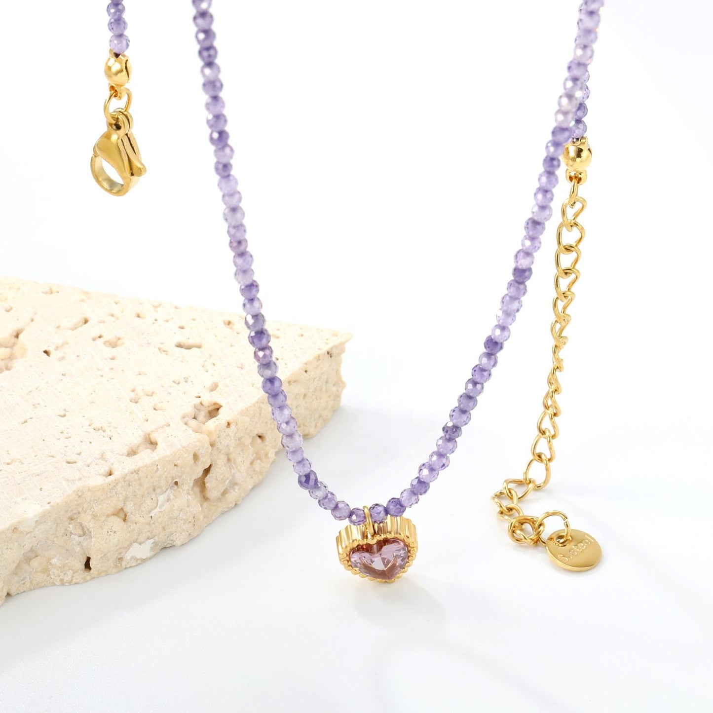 Beaded Heart Pendant Necklace