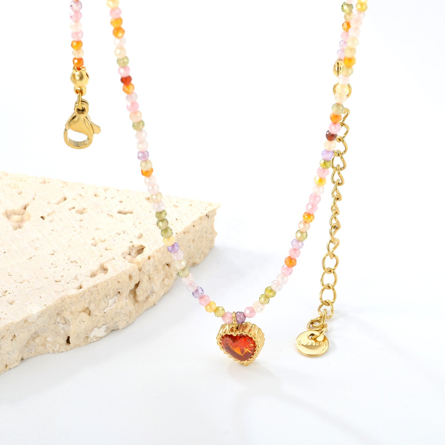 Beaded Heart Pendant Necklace