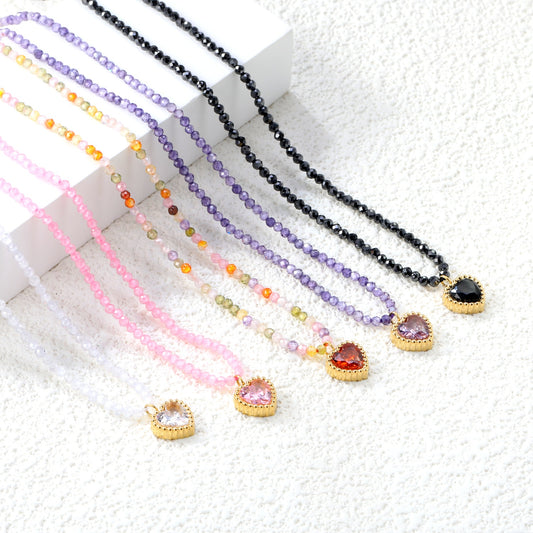 Beaded Heart Pendant Necklace