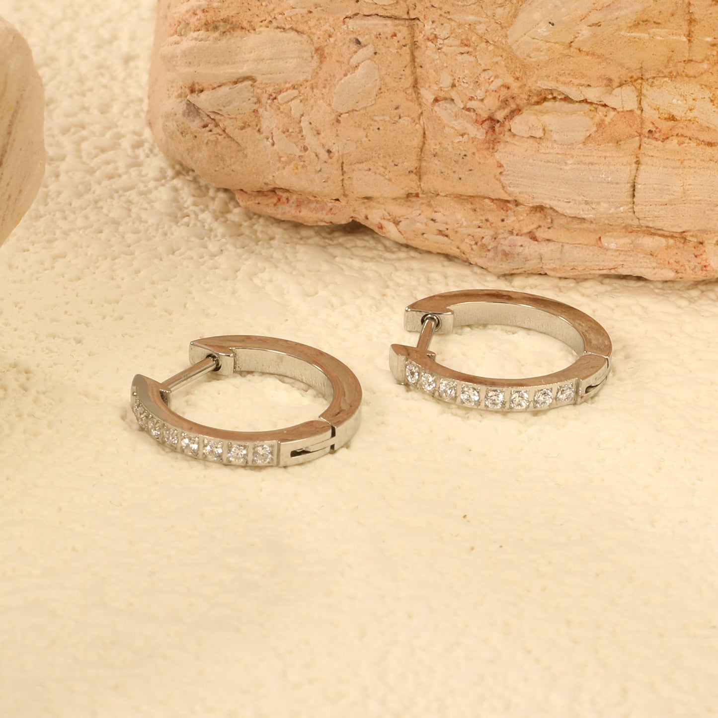 Crystal Silver Huggies