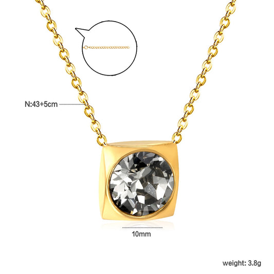 Square Frame Solitaire Necklace | Grey Zirconia