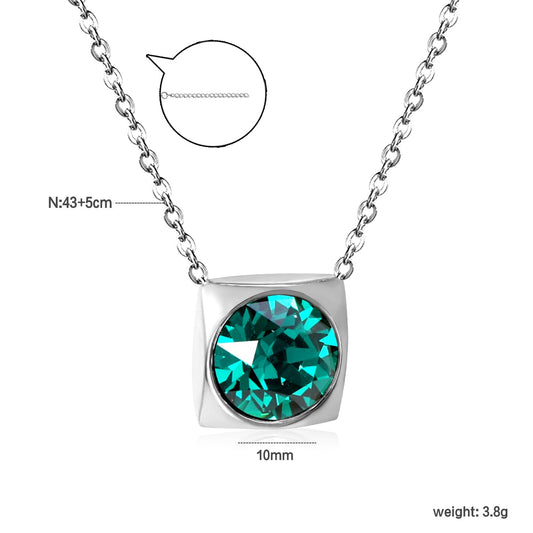 Square Frame Solitaire Necklace | Emerald Zirconia