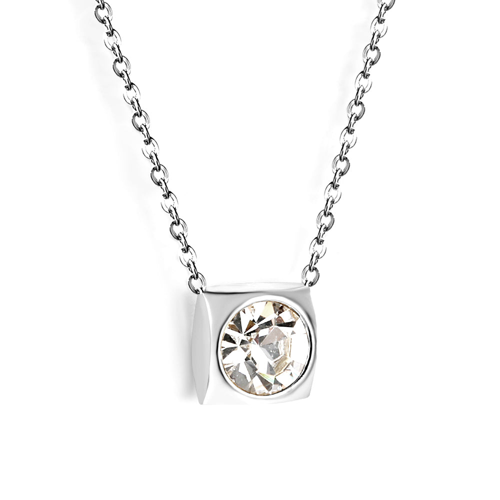 Crystal Cube Pendant Necklace