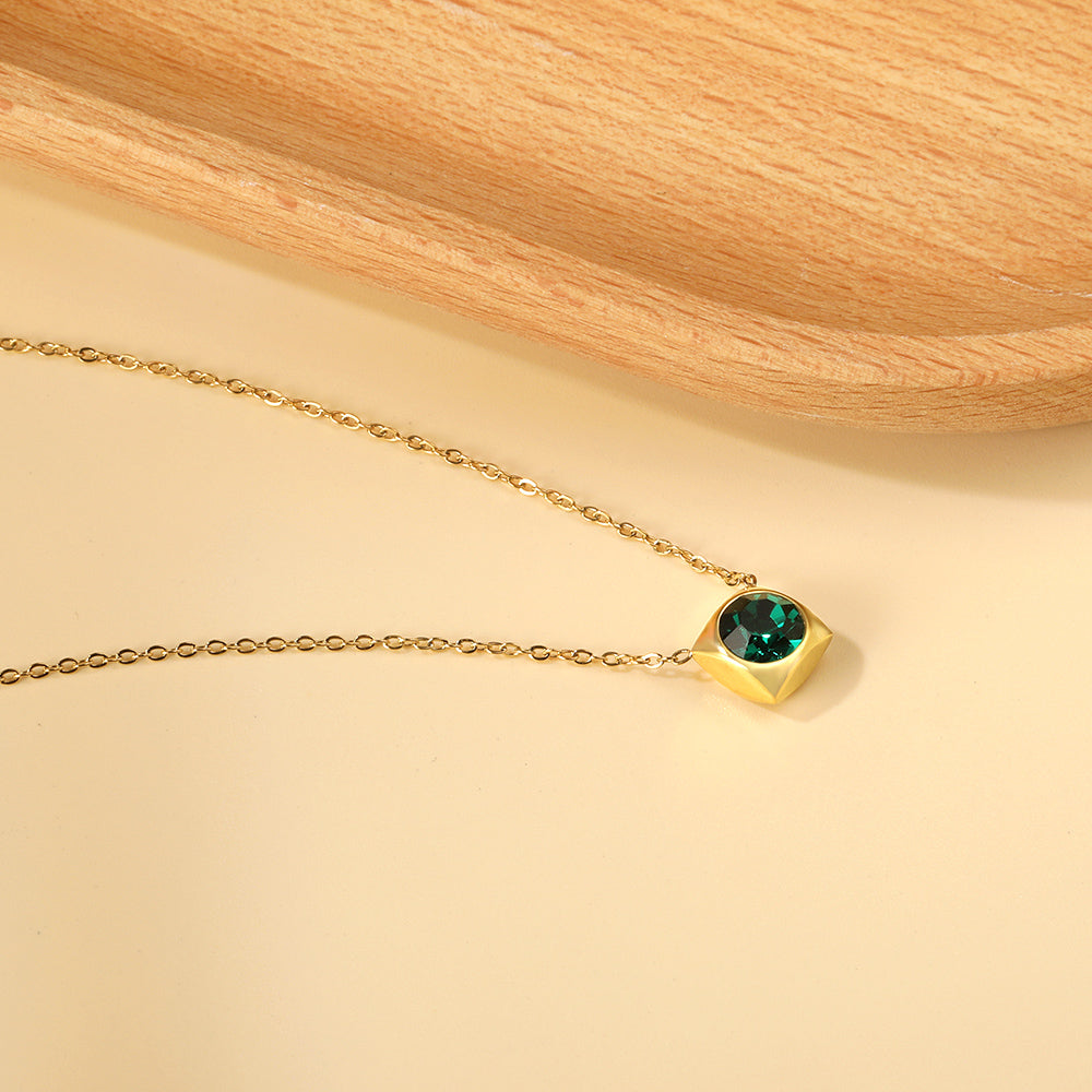 Crystal Cube Pendant Necklace