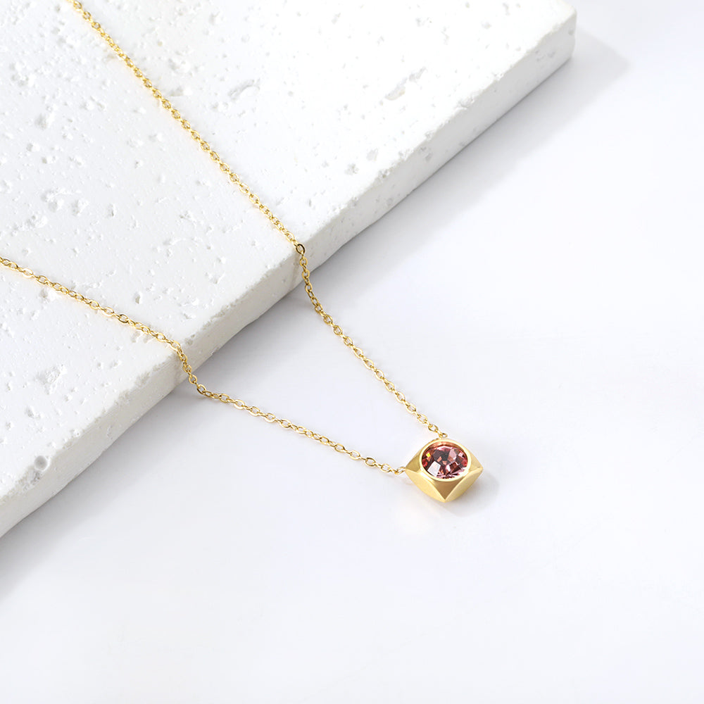 Crystal Cube Pendant Necklace