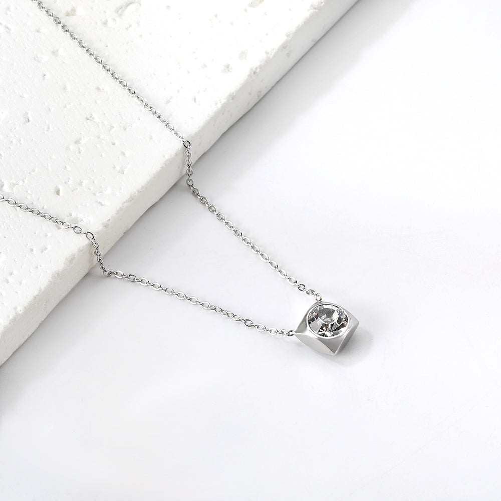 Crystal Cube Pendant Necklace