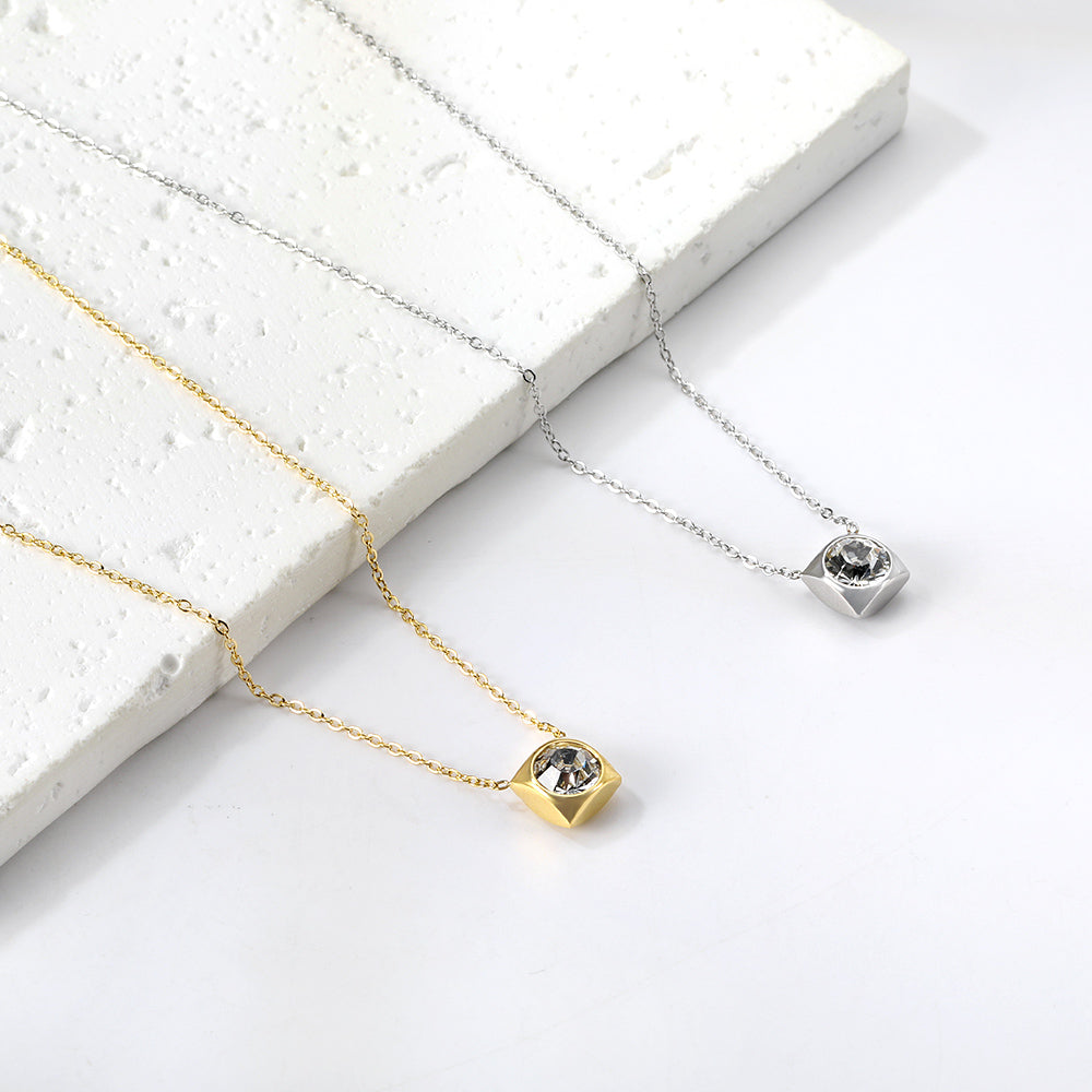 Crystal Cube Pendant Necklace