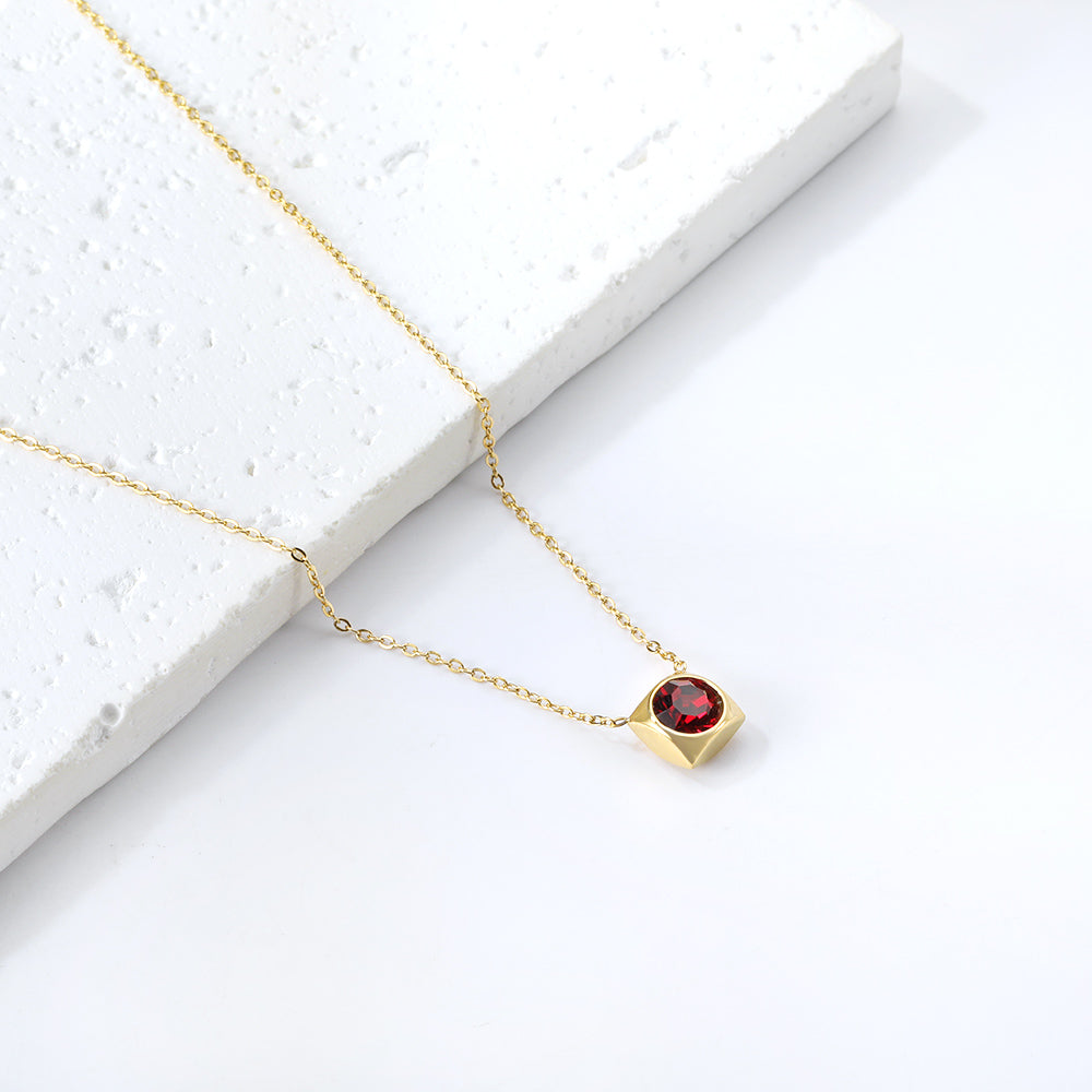 Crystal Cube Pendant Necklace