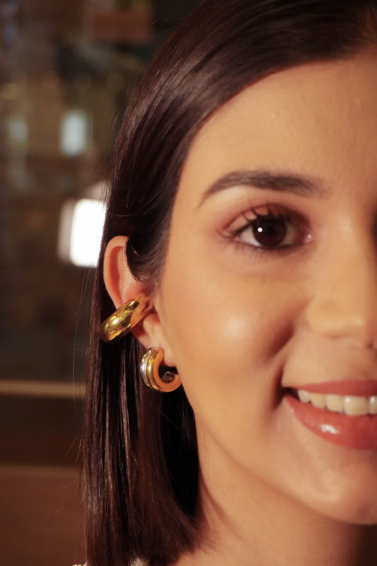 Two Tone Plain Hoop Earrings