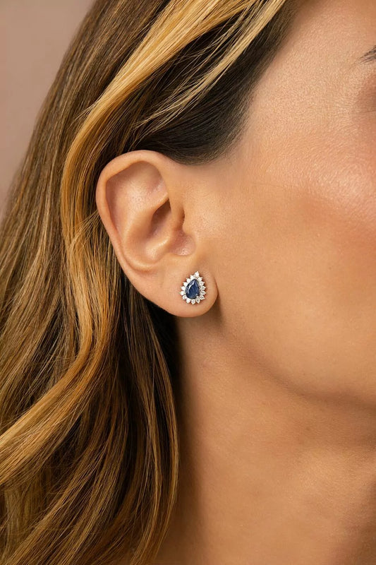 Fusion Sapphire Drop Earrings with Moissanites 925 Silver